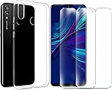 MYLBOO Funda Huawei Y7 2019 con Protector de Pantalla,[3 en 1] Funda Transparente TPU para tel?fono m?vil + [2 Pack] 9H Protector de Pantalla de Vidrio Templado para Huawei Y7 2019