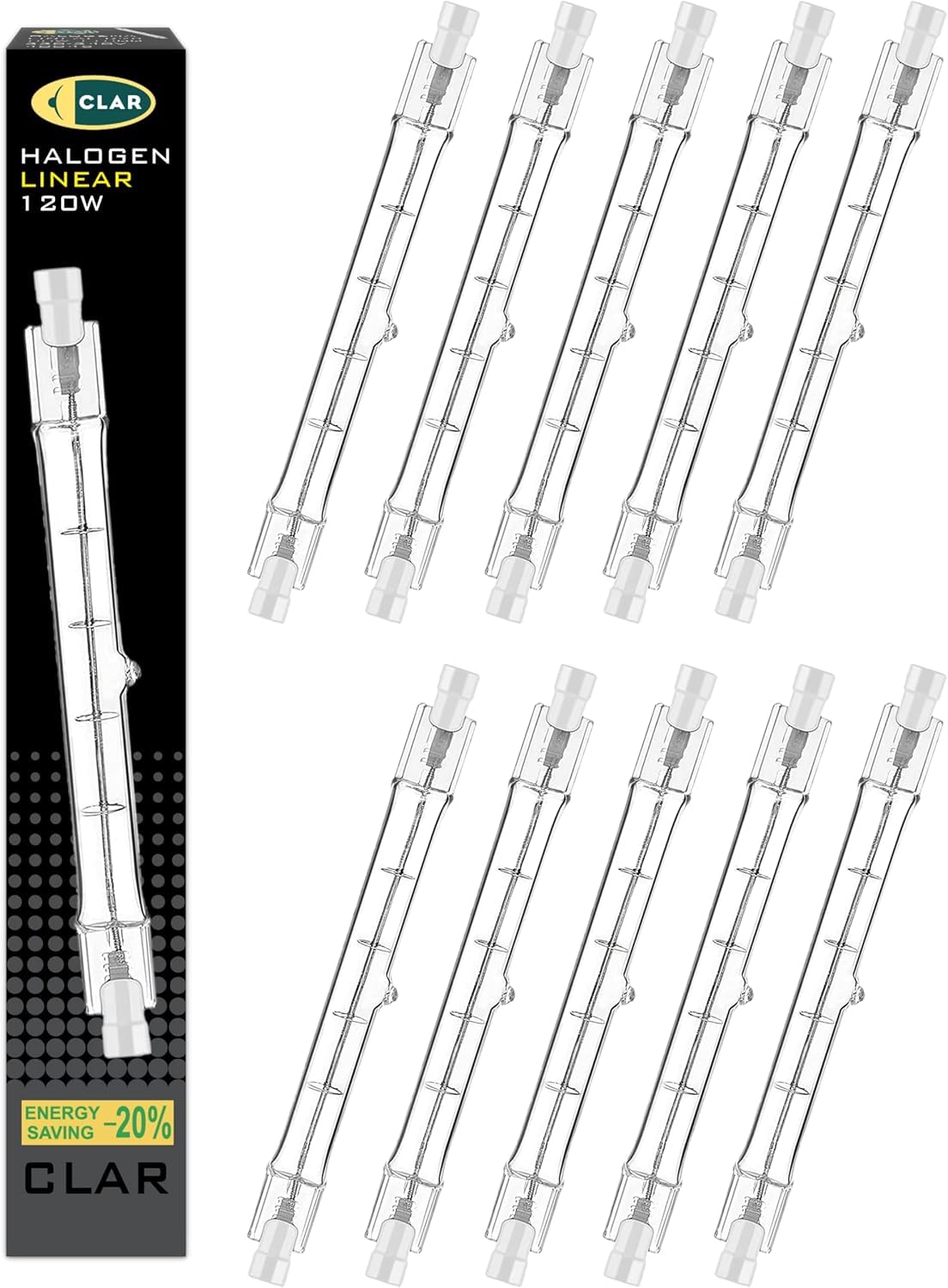 CLAR - Halogen Bulb R7S 118mm, Halogen Floor Lamp, Lamp 120W (Pack of 10)