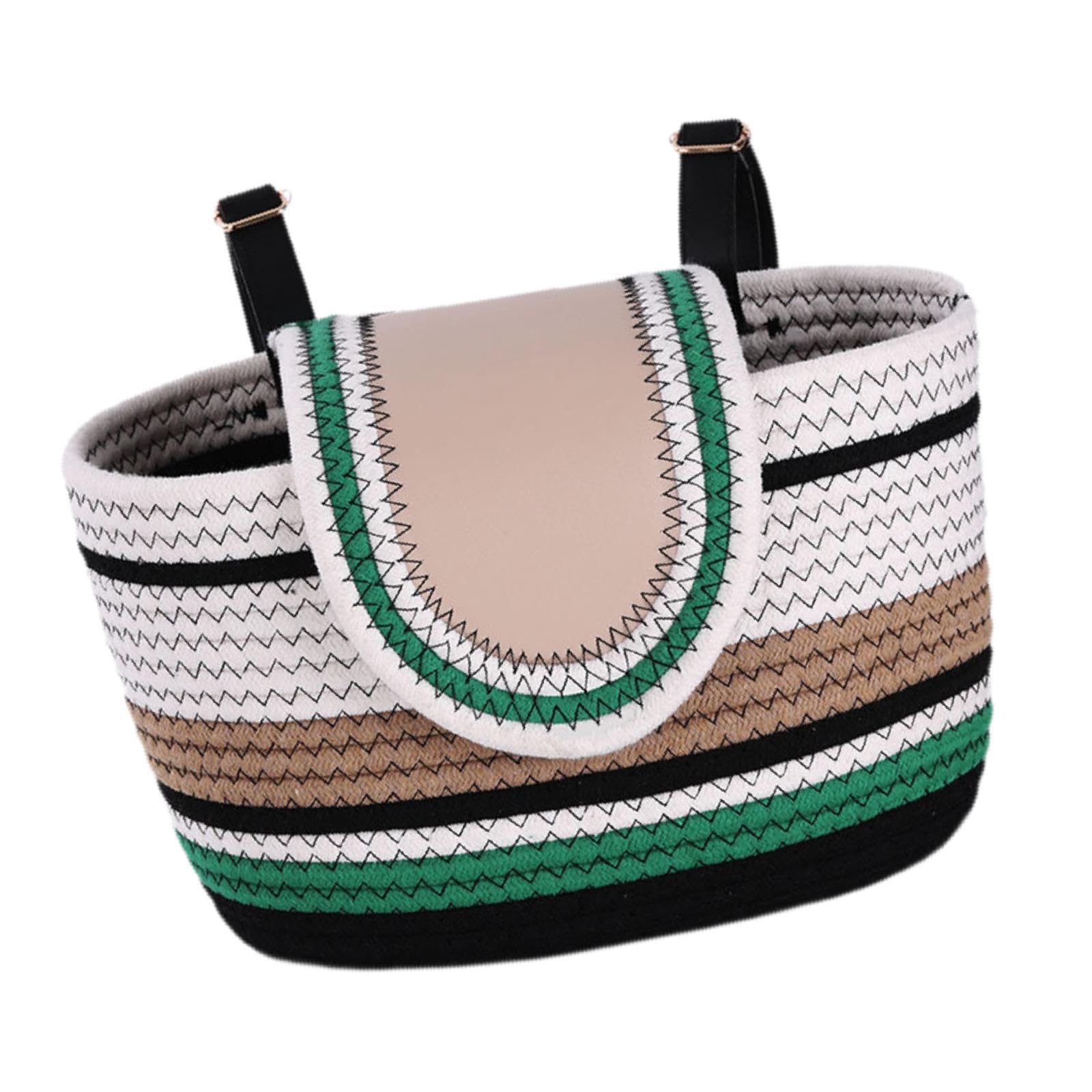 Bike Basket Front Handlebar Storage, Cotton Rope PU Leather, Adults