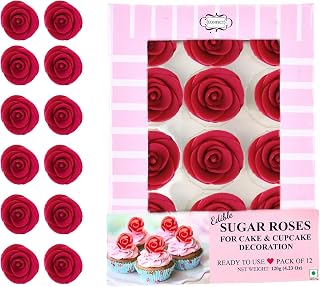 Confect Edible Flower | Edible Flower for cake decorations | Edible Flower Cupcake Toppers | Cupcakes & Doughnut Edible Toppers | Edible Neon Pink Flower- Vegan, Gluten-Free, Soy-Free, Dairy-Free, Palm Oil-Free -Pack of 12
