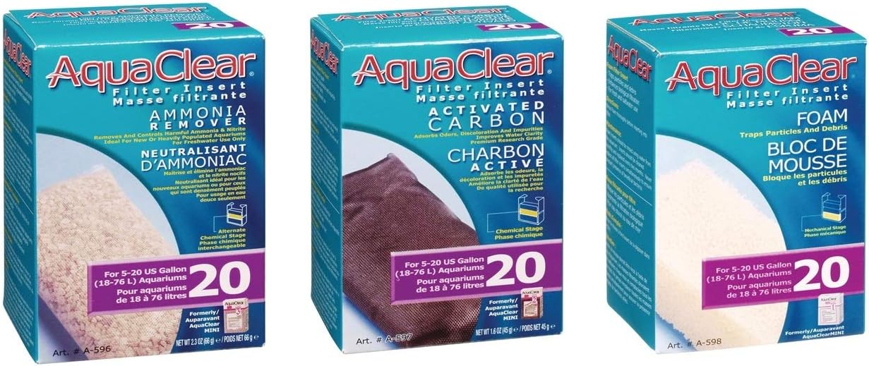 Aquaclear 20 Replacement Media Bundle: Sponge, Carbon, Ammonia Remover