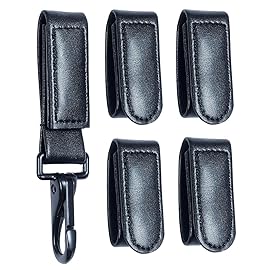 TAFTACFR Black Plain Duty Belt Keeper with Double Snaps(Set of 4) +1 Keeper with Strong Plastic Key Clip(1 Pack)