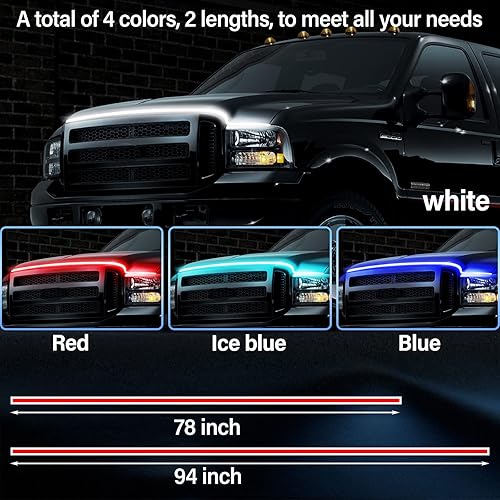 Miniatura 3 de Tira de luz dinámica para capó de automóvil, 7894 pulgadas, tira de luces LED universal para capó exterior de automóvil, tira de luces LED para