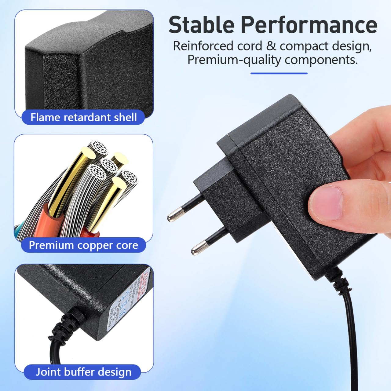 Gadpiparty Zasilacz sieciowy 3 V 1 A, DC 5,5 x 2,1 mm, zasilacz sieciowy z wtyczką EU, AC 100-240 V na DC 3 V 3 W adapter ładowarka, zasilacz zastępczy do małych urządzeń elektronicznych, dekoracji