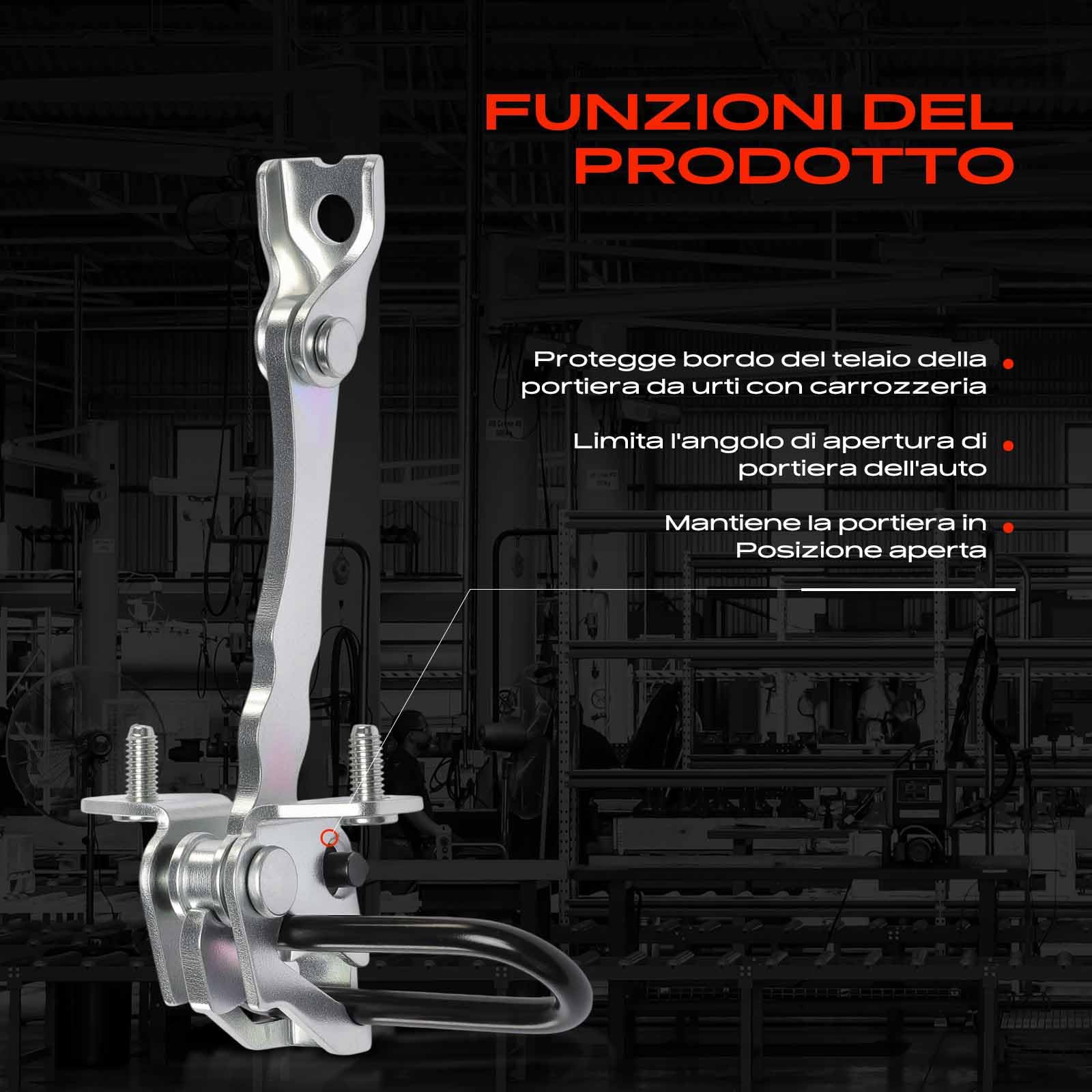 Frankberg Cinghia di Arresto della Cerniera Porta Anteriore sinistro Destro Compatibile con 500 312 500C/595C/695C 500 C 312 500/595/695 Replace# 51782989