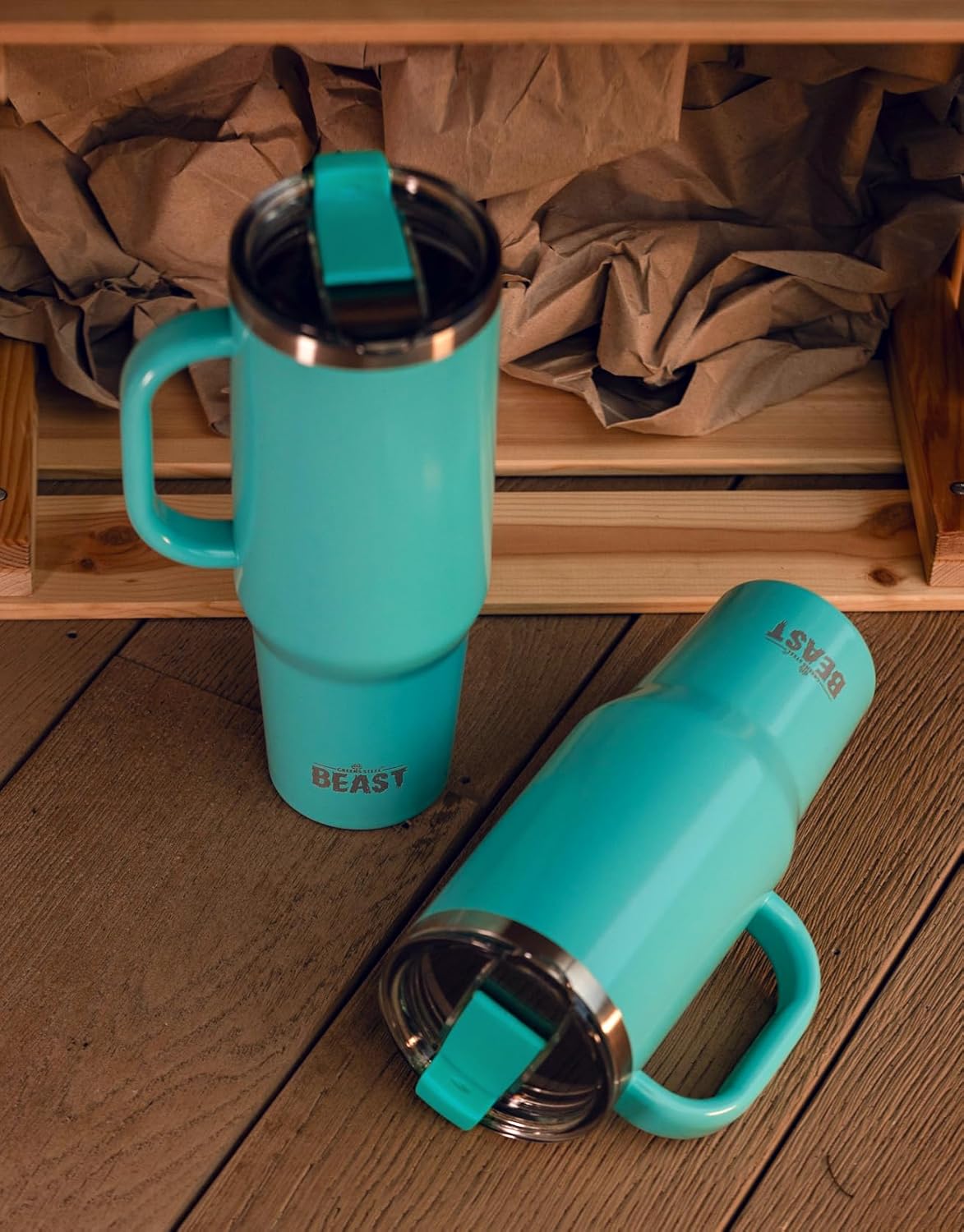 Beast 50 oz Tumbler with Handle Stainless Steel Vacuum Insulated Coffee Ice Cup Double Wall Travel Flask (Aqua Blue) - Image 7