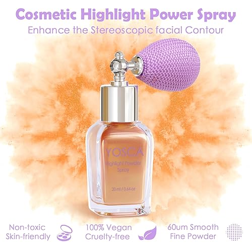 Miniatura 4 de YOSCA Spray de polvo iluminador, 0.7 fl oz (0.7 fl oz) de grado cosmético de alto brillo corporal brillo polvo de hadas iluminador brillo polvo