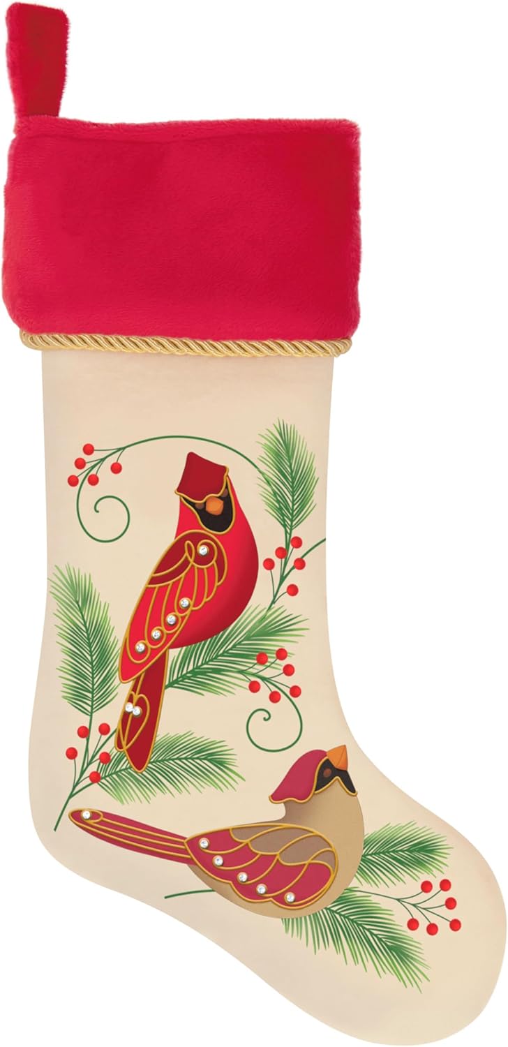 Hallmark Keepsake Christmas Stocking, The Beauty of Birds, Fabric Stocking, Gifts for Nature Loves