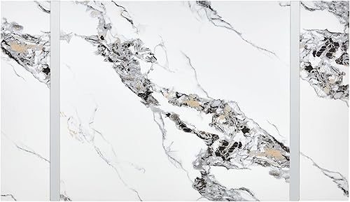 Miniatura 5 de Dining Table, 55 inch Faux Marble Kitchen Table for 4 People, Rectangular Dinner Table for Dining Room, Home Office, Living Room Furniture, Easy