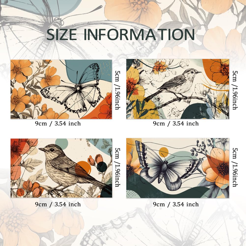 PH PandaHall Wine Bottle Labels, 40pcs 4 Styles Wine Labels for Bottles 3.5 x 2 Inch Bird Adhesive Label Butterfly Label Sticker Flower Illustration Stickers for Wine Wedding Christmas Cocktail Party