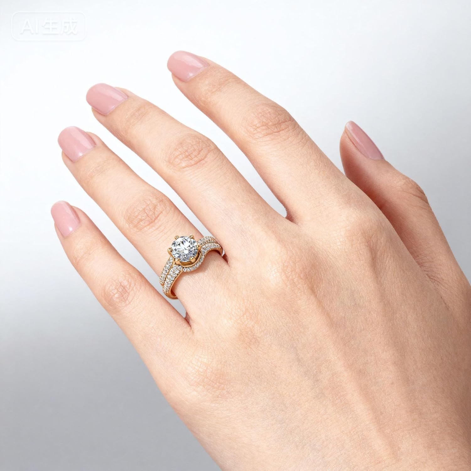 Couple Rings Yellow Gold Plated 1CT Round AAA CZ Wedding Ring Set for Him and Her Matching Rings