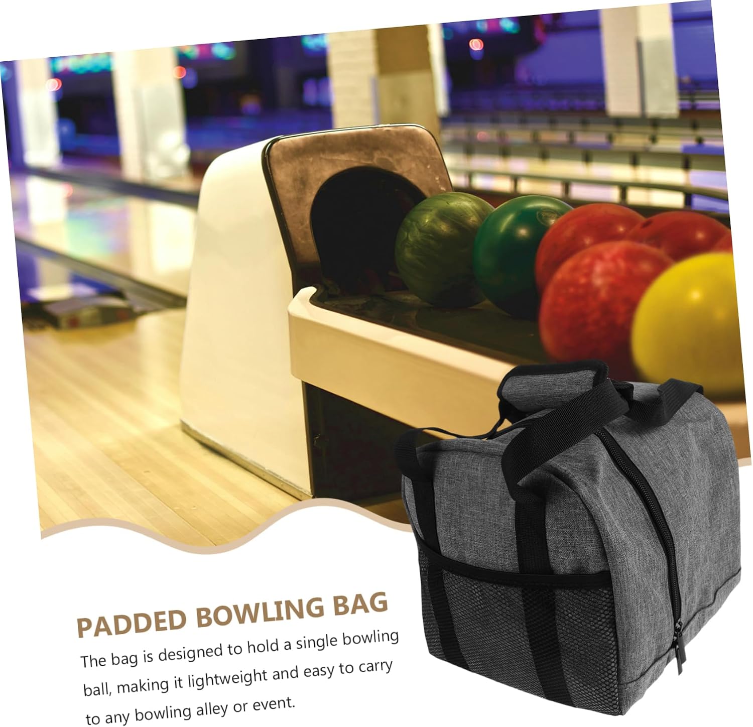 KOMBIUDA Single Bowling Bag with Padded Holder Lightweight Mesh Tote for Stylish Grey Design for Bowling Enthusiasts and Travel Compact and Protective