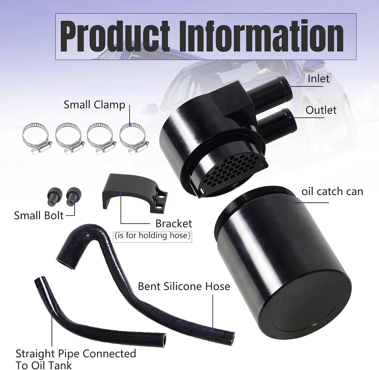 Unifizz Oil Catch Can Tank Kit with Silicone Radiator Hose Compatible With B-M-W N20/N26