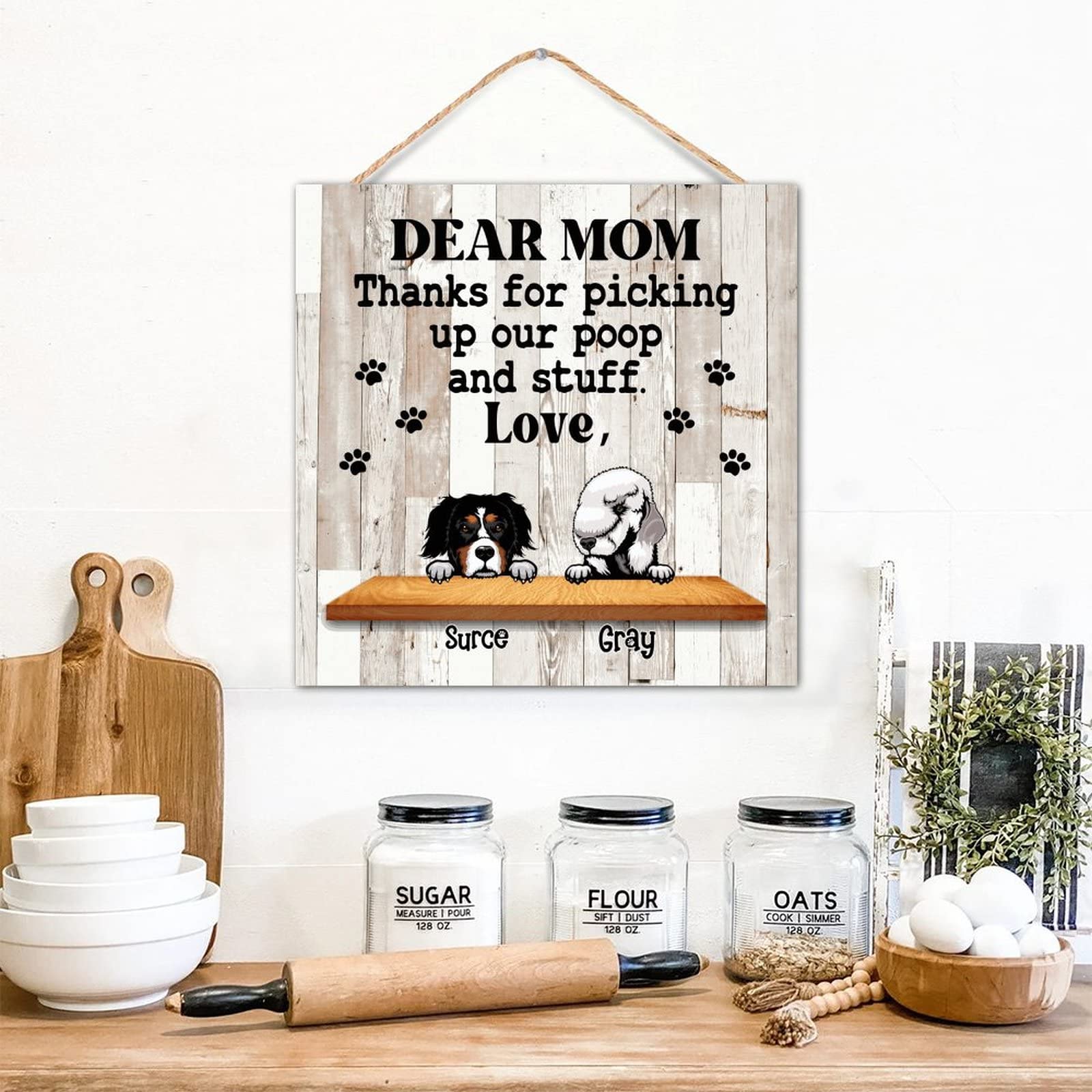 Panneau en bois personnalisé photo et nom chien avec silhouette d'animal décoration murale