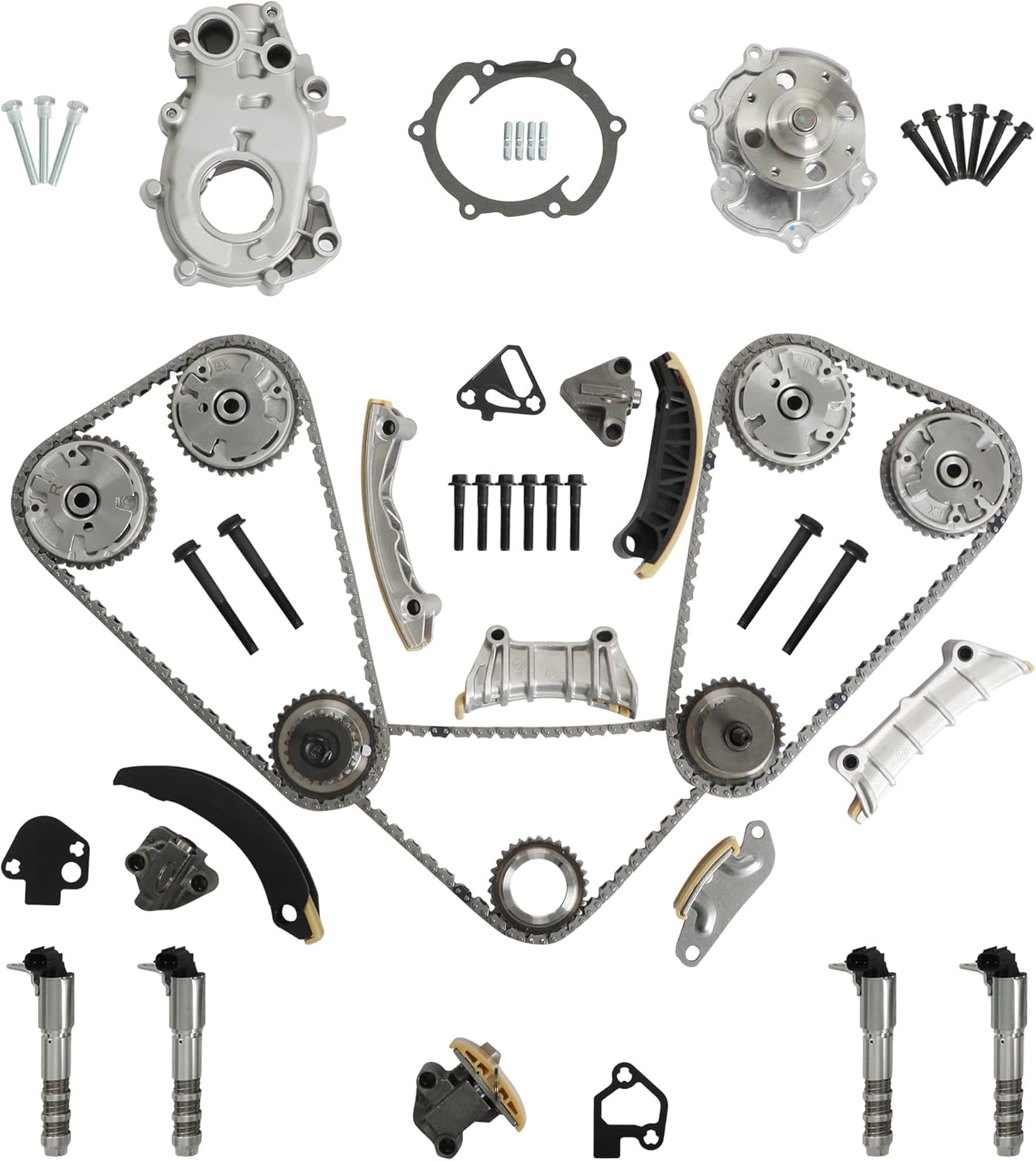 3.6 Timing Chain Kit w/Water Pump Oil Pump VVT Solenoid Fit For Chevrolet Equinox For GMC Acadia For Cadillac CTS SRX For Buick Enclave 3.0 3.6 2007-2016 9-0753S 9-0753SX 12584298 12640448 12566029