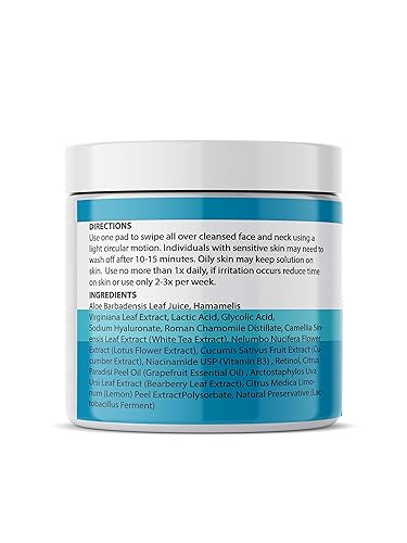 Miniatura 5 de Planet Eden 10% glicólico y ácido láctico piel química Peel exfoliante almohadillas  60 almohadillas para piel sensible y seca  hidrata, elimina