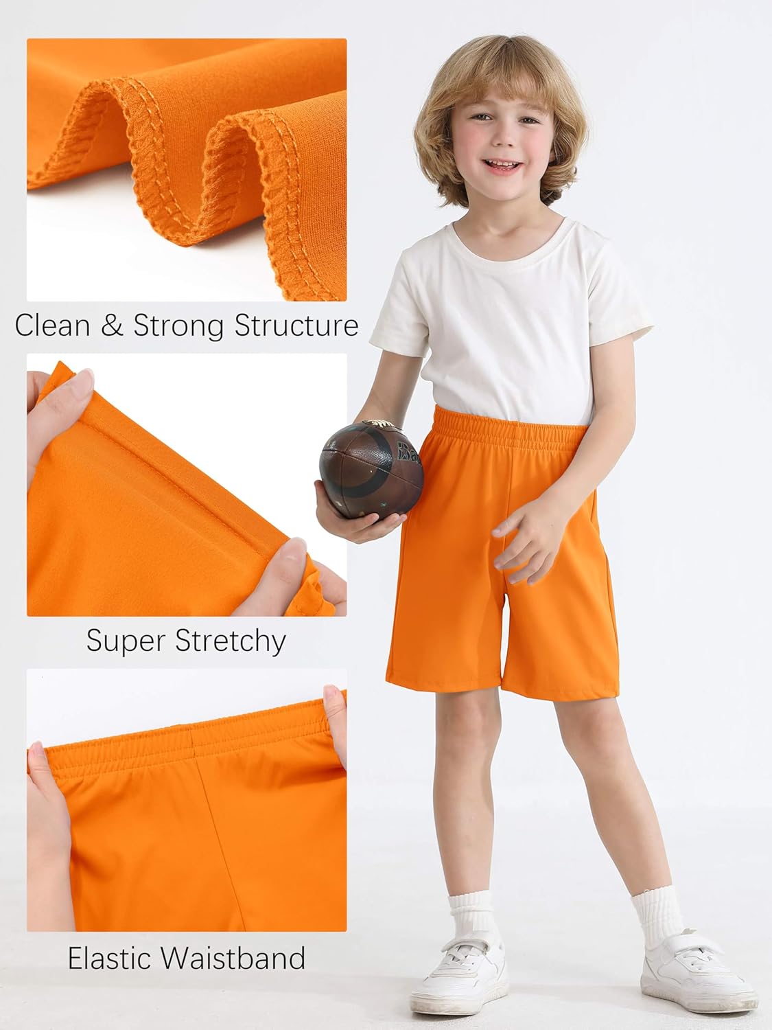 Resinta 4 Pack Toddler Boy Shorts Elastic Waist Boys Athletic Basketball Soccer Shorts Summer Pull-On Comfort for Playwear