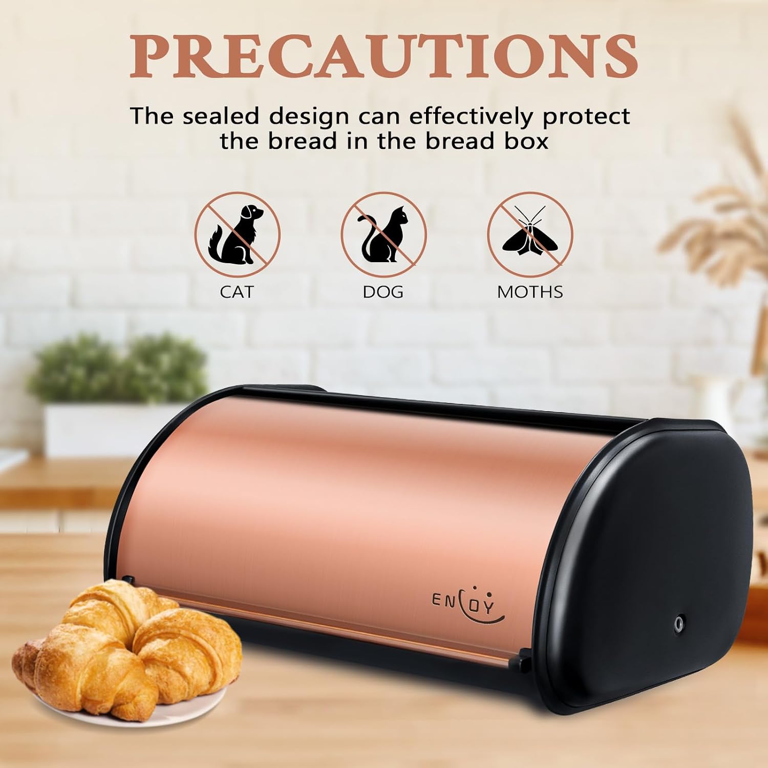 ENLOY Bread Box for Kitchen Countertop, Stainless Steel Roll Top Bread Bin image 4