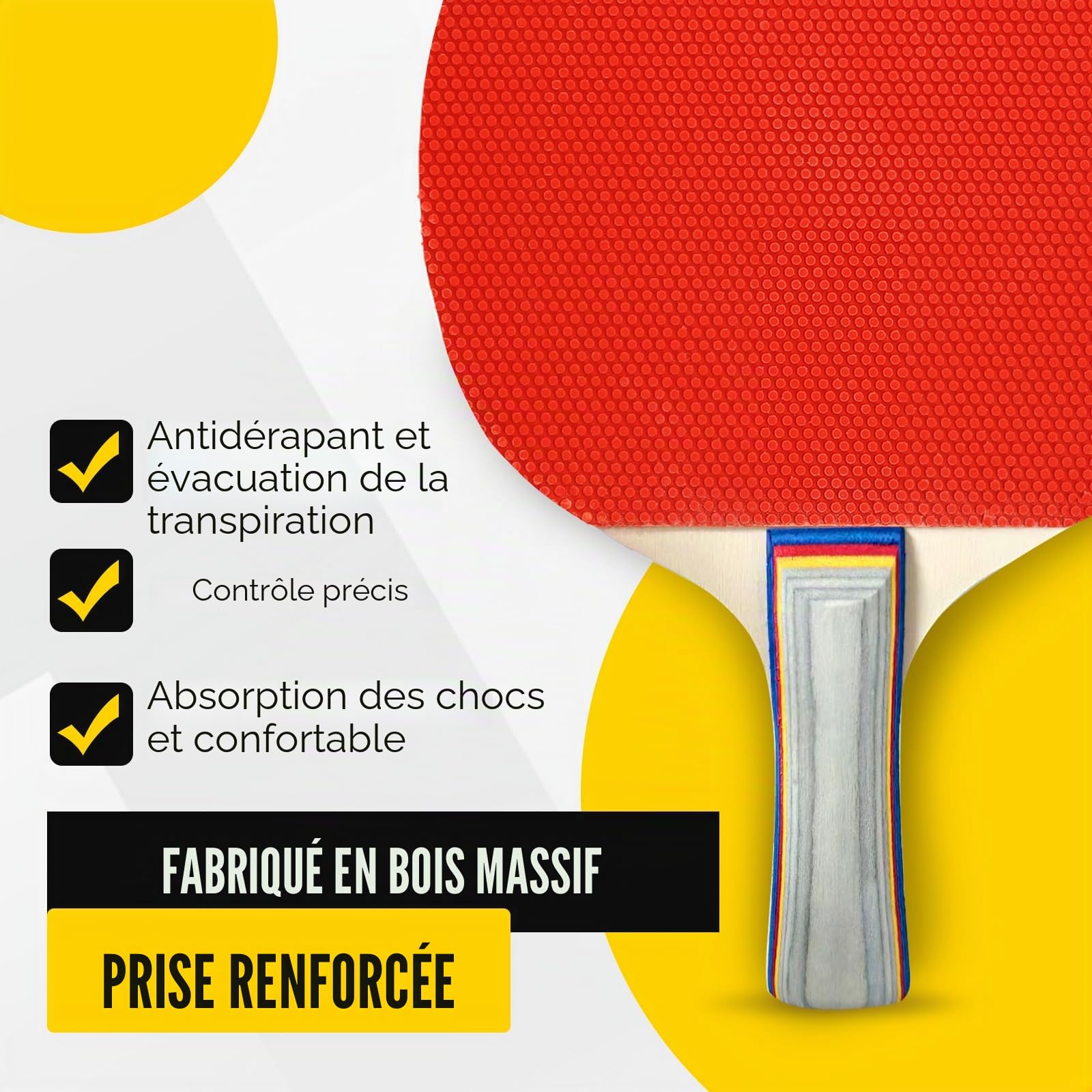 Set de Tennis de Table, Raquettes de Ping-Pong | avec 2 Raquettes, 3 Balles Mate, 1 Sac pour Loisir, Entraînement, Amateurs