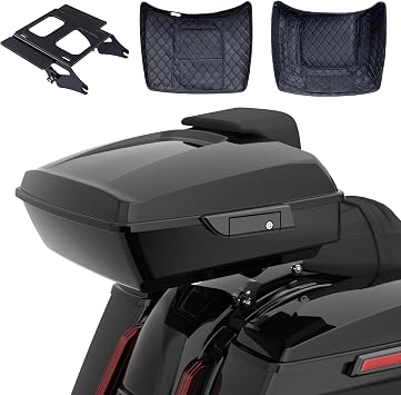 Advanblack 2024 Road Glide Chopped Tour Trunk Pack Compatible with Harley Touring CVO Road Glide, Street Glide, 2023.5 2024 2025 2026 Detachable Mounting Rack, Backrest & Trunk Liners Vivid Black