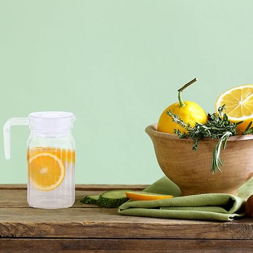 Miniatura 3 de IMIKEYA Jarra pequeña de vidrio de plástico con tapa, hervidor de agua fría, jarra de jugo, jarra de bebidas de agua para bebidas de té helado,