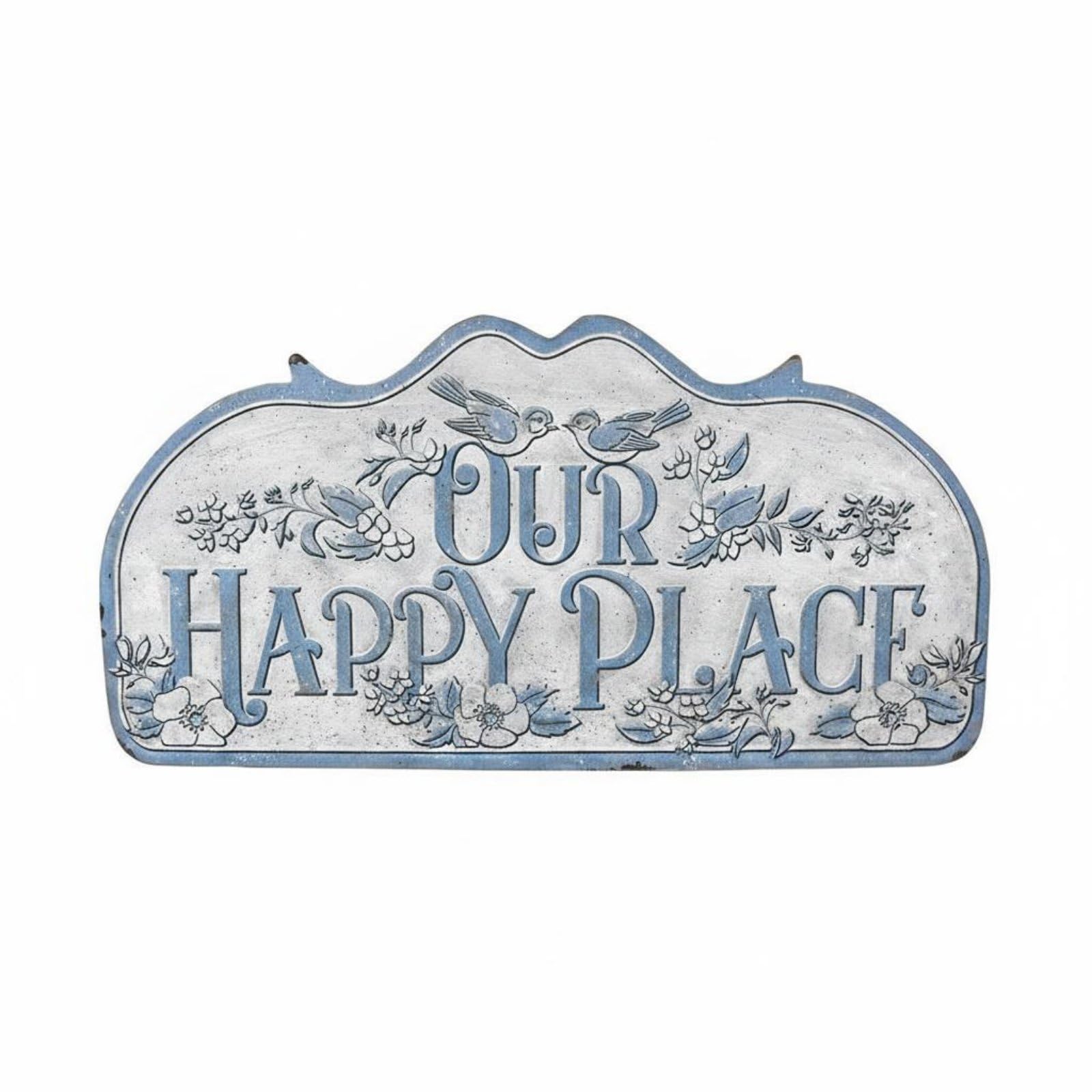 LOVIVER Placa Decorativa de Pared Placa de Bienvenida Cartel Colgante Panel Metálico en Hierro con Florales y de Aves Adecuada para Entrada Porche Patio Jardín Regalo