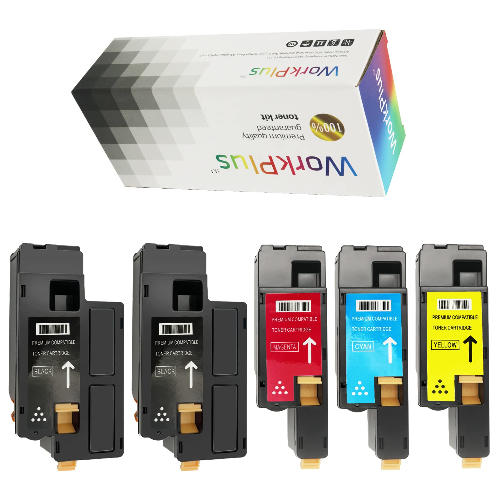 Workplus Compatible Toner Cartridge Replacement for Dell 525 E525 E525W use with E525W Color Laser Printer for H3M8P MFP 593-BBJX 593-BBJU 593-BBJV 593-BBJW (2 x Black/Cyan/Magenta/Yellow-5 Pack)