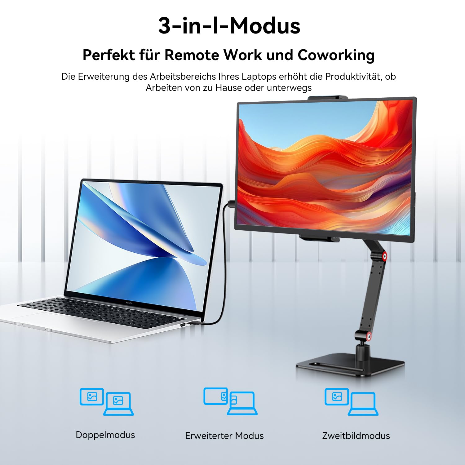 14 Zoll Touchscreen Tragbarer Monitor 1920X1200P Ultra Slim & Lightweight Randlos FHD IPS HDR Portable Gaming Laptop Traveling Sub Monitor für Laptop Mac PC Xbox PS4/5
