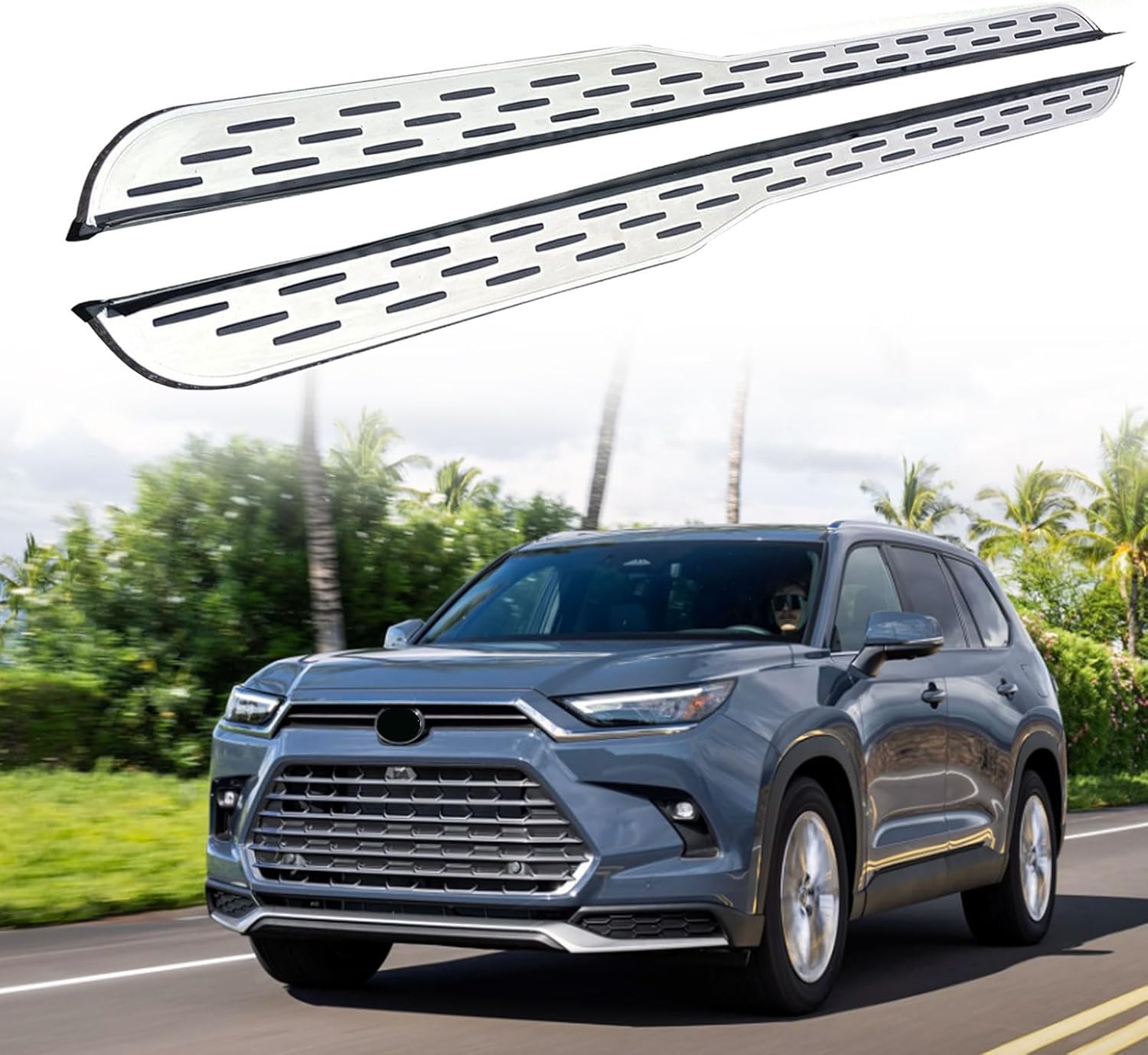 2Pcs Running Boards Compatible with Toyota Grand Highlander 2024 2025 2026 Aluminium Side Steps Nerf Bars Pedal Protector with Brackets