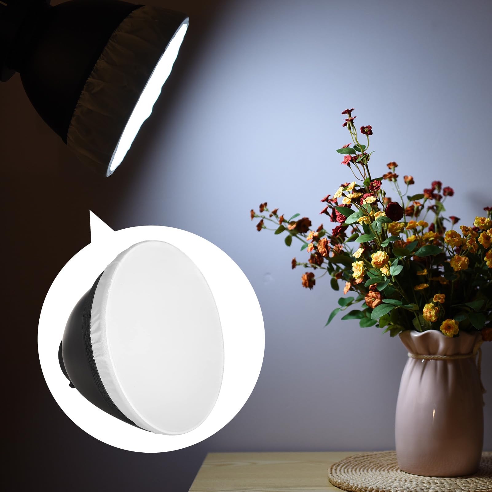 Andoer Diffusore riflettore da 9 pollici con griglia a nido d'ape da 60° e panno morbido bianco, riflettore standard con supporto Bowens, forma lampada per fotografia, flash da studio, Speedlite