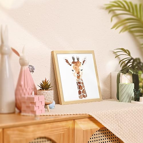Miniatura 6 de ArtbyHannah Decoración de pared enmarcada de safari para guardería, 10 x 10 pulgadas, lindo arte de pared de bebé para niños, impresiones de