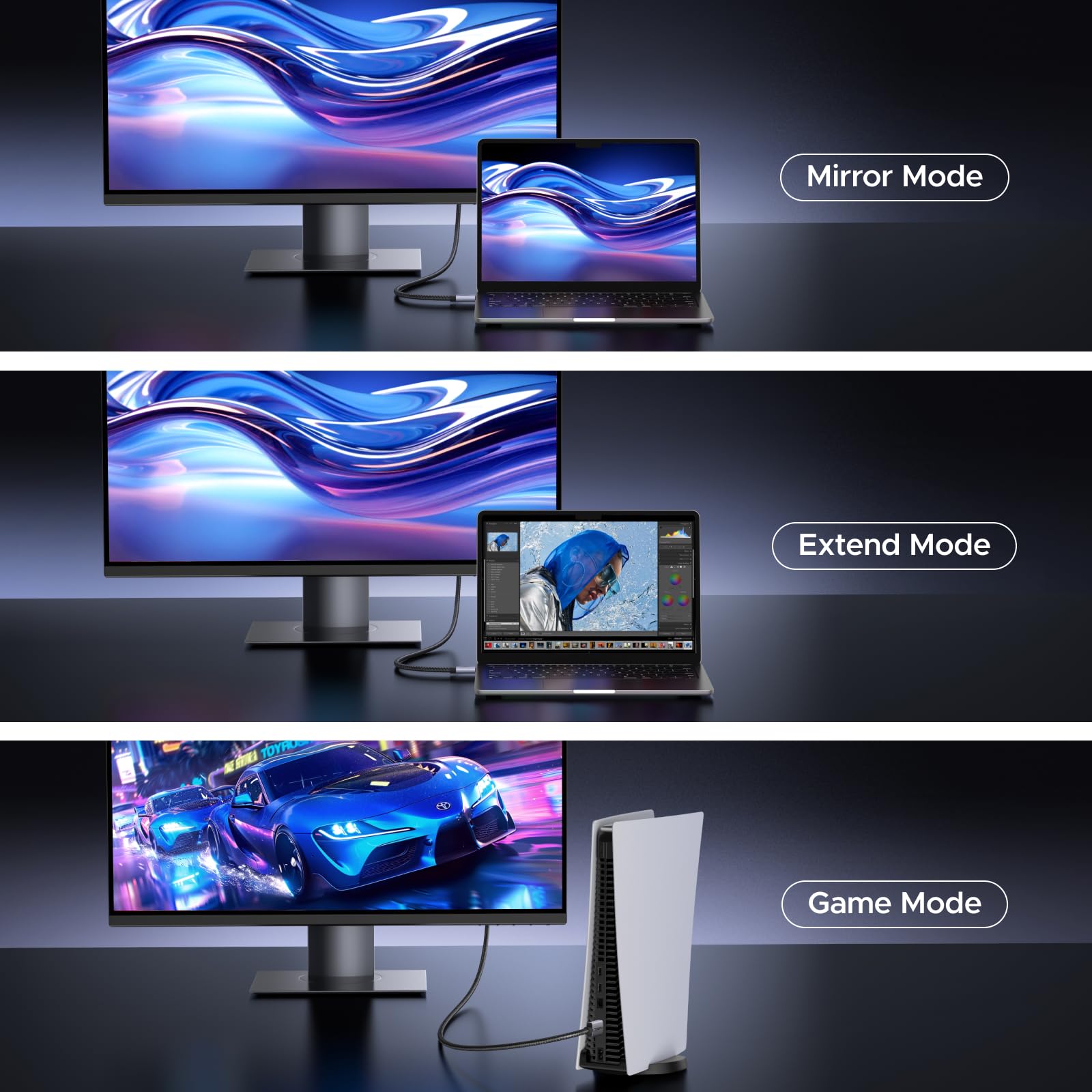 Kabel HDMI UGREEN 2.2 16K@60Hz 8K@240Hz 4K@480Hz 96 Gbps Ultra High Speed eARC HDR10+ VRR ALLM Dolby Vision HDCP 2.3 kompatybilny z komputerem stacjonarnym, laptopem, monitorem, PS5, PS4(2 m)
