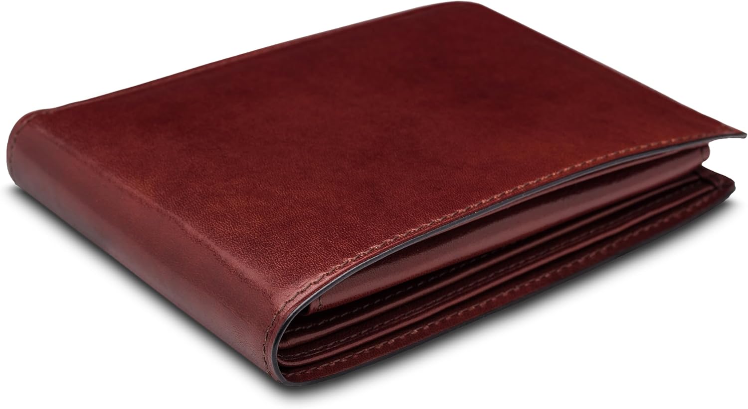 Bosca Men's Italian Leather Bifold Wallet with Removable ID Passcase, RFID Blocking, 8 Card Slots, and Divided Currency Well - Made in Italy, Dark Brown