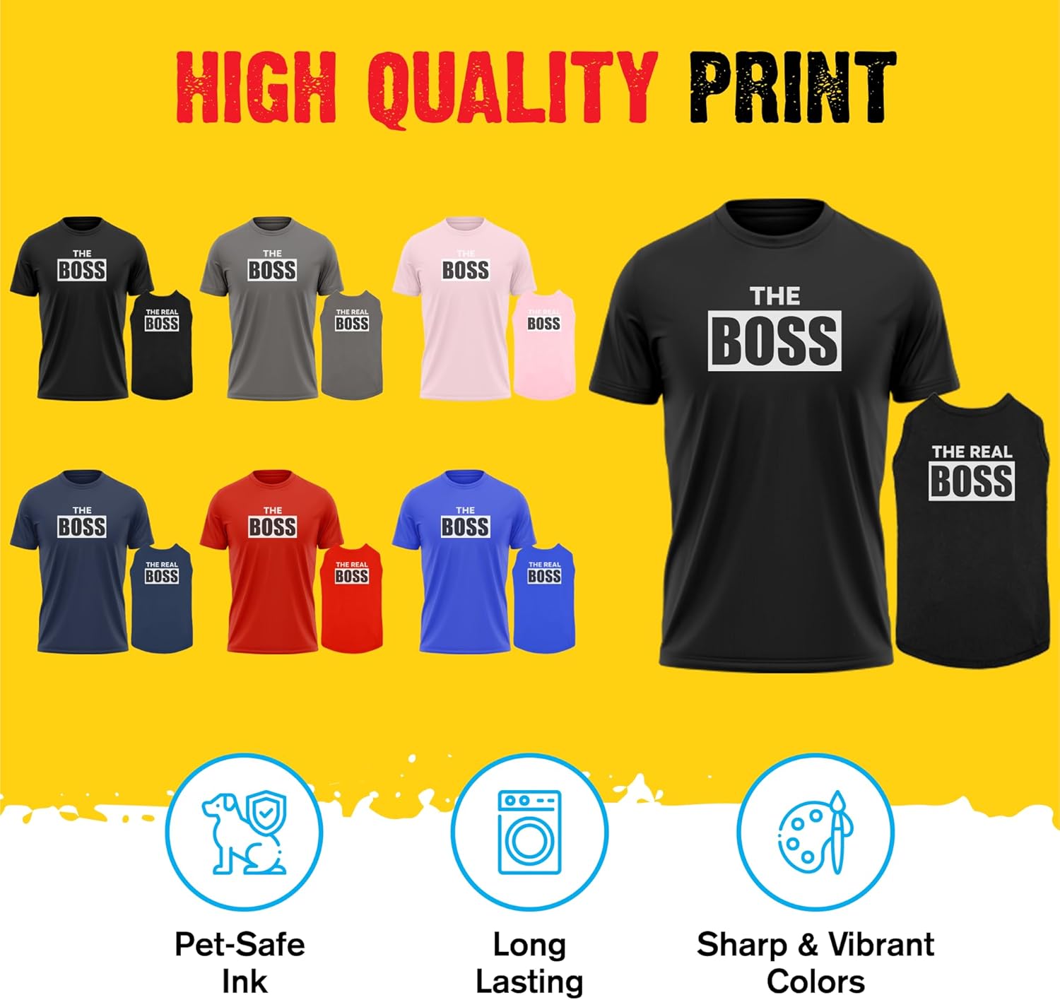 Adorable Matching Outfits – The Boss & Real Boss Shirt Bundle – Soft Pet Clothes – Great Gift Red | 5XL Human | 3XL