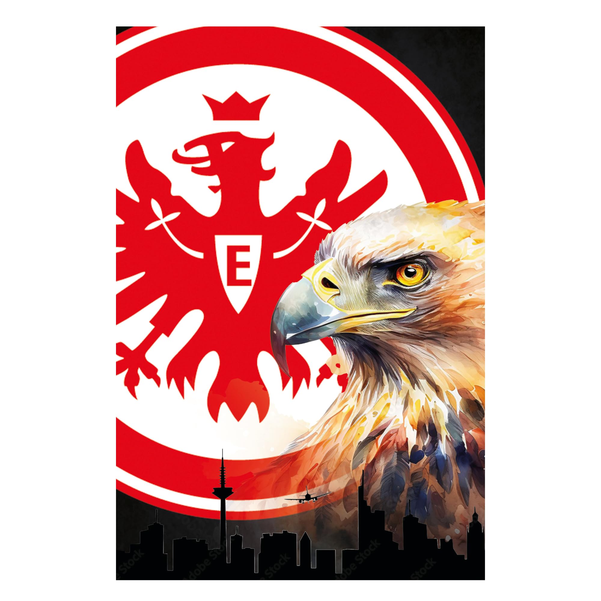 Eintracht Frankfurt Fanartikel - Adler Attila - Wandbild (60cm x 40cm) auf Aluminium I Exklusive Motive