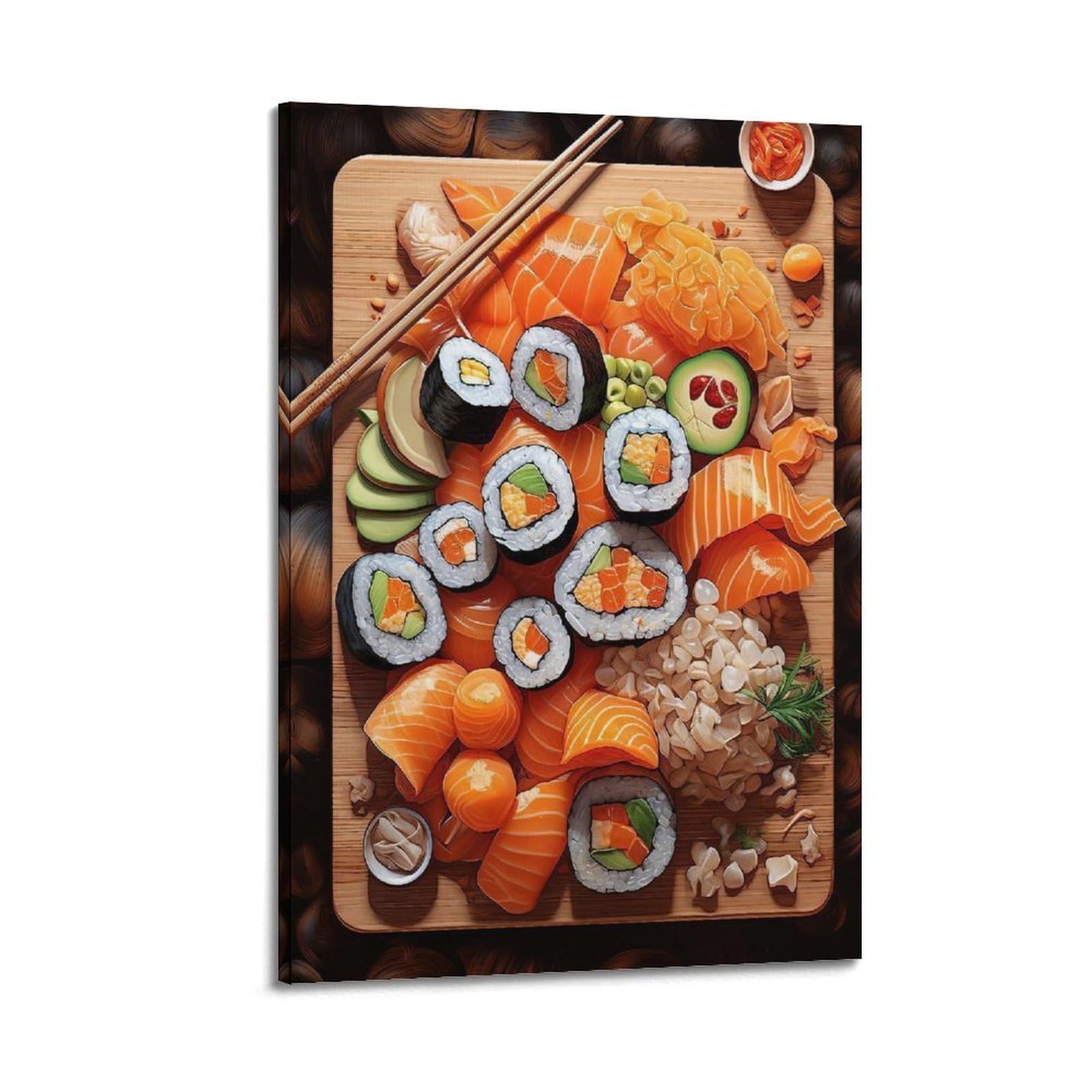 OKAHYS Sushi Salmon Poster Japanese Culinary Artwork Decorative Painting Canvas Wall Artworks Picture 20x30inch(50x75cm)