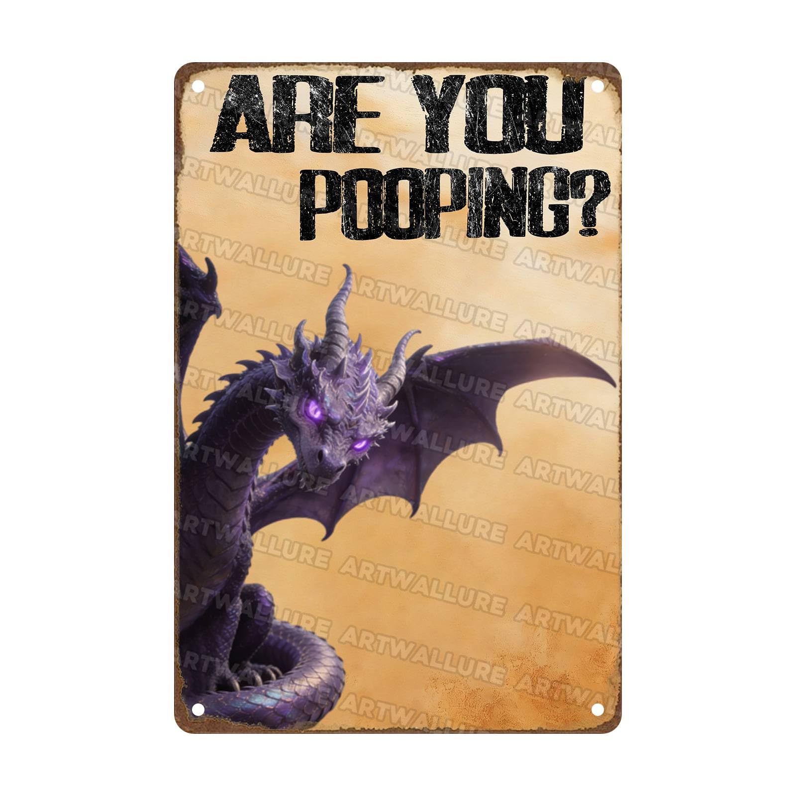 Are You Pooping Metal Sign Funny Dragon Wall Decor for Home Bathroom Poster Restroom Toilet Washroom 8x12Inch