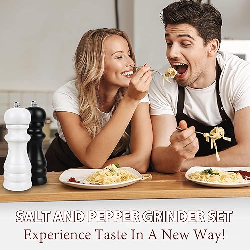 Miniatura 14 de Juego de 2 molinillos de sal y pimienta, molinillo de pimienta manual y molinillo de sal con rotor de cerámica ajustable y junta de acero Negro
