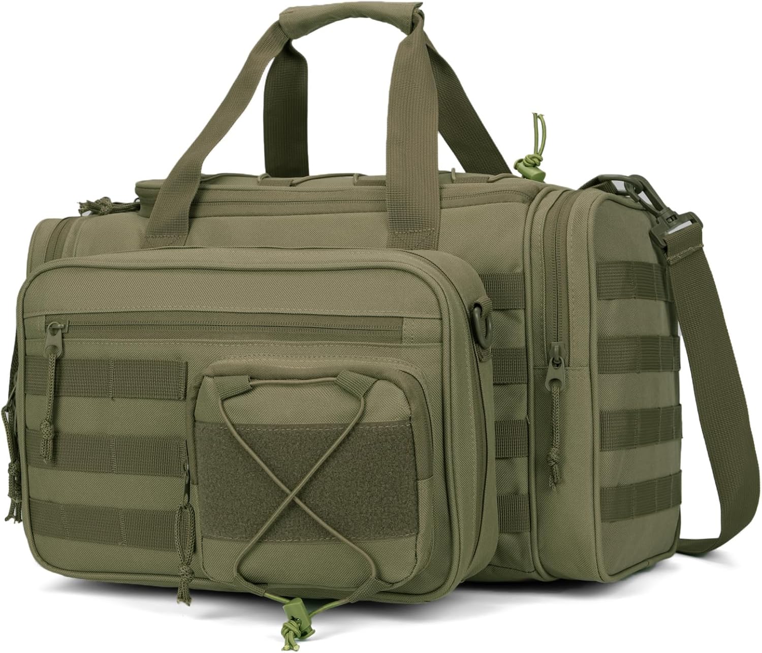 Pistol Range Bag with 2 Pistol Cases, Tactical Gun Range Bag with 12X Magazine Slots and Extra Pockets for Ammo and Essentials Gun Case + MOLLE Pouch Daruble Handgun Case for Shooting Range