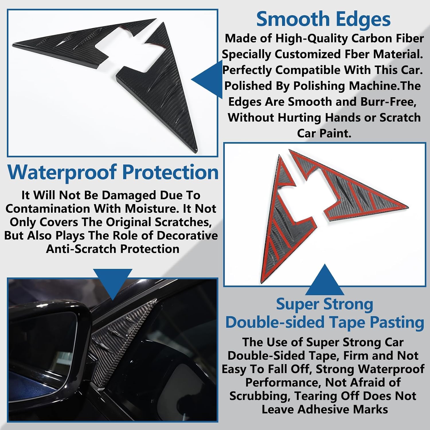 Rearview Mirror Side Spoiler Cover Trim Compatible with BMW 3 Series G20 G28 2020-2025,Exterior Mirror Base Cover,A-Pillar Driver Mirror Front Side Window Panel Trim Accessories 2PCS (Black Carbon)