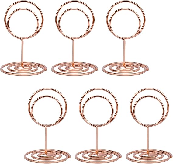 Jofefe 20Pcs Table Number Holders, Place Card Holder, Mini Table Card Holders, Cute Picture Holder Photo Holders for Wedding Reception Party, Table Centerpieces (Rose Gold)