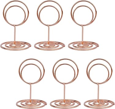 Jofefe 20Pcs Table Number Holders, Place Card Holder, Mini Table Card Holders, Cute Picture Holder Photo Holders for Wedding Reception Party, Table Centerpieces (Rose Gold)