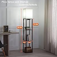 Vista 2 de Lámpara de pie con estantes, lámparas de pie para sala de estar con 2 puertos de carga USB y toma de corriente, 3CCT moderna esquina cuadrada