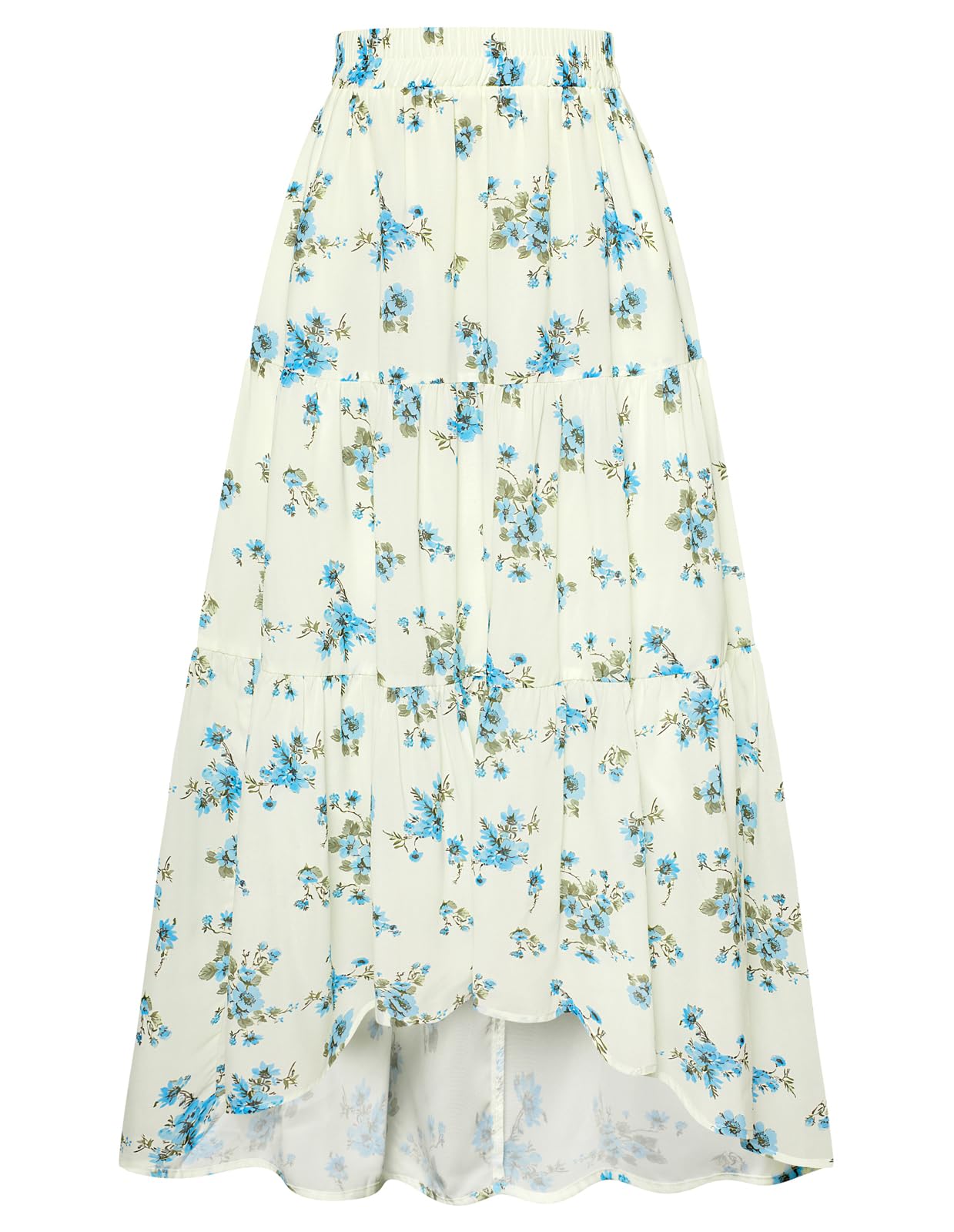 SCARLET DARKNESS Damen Sommerrock Blumendruck Elastische Taille High Low Viktorianisch Rock mit Taschen