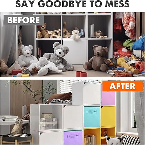 Miniatura 4 de ShellKingdom Contenedores de almacenamiento, cubos de almacenamiento plegables de tela y cajón organizador de almacenamiento de tela para armario