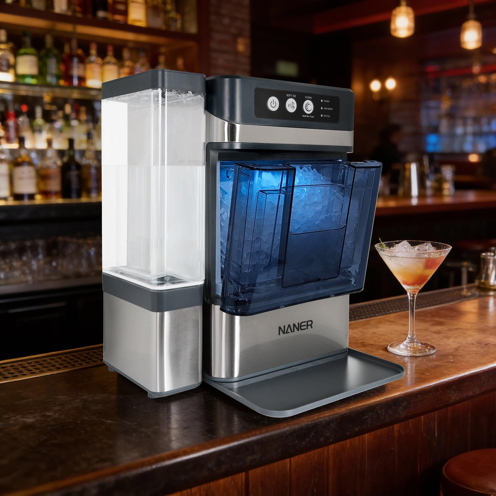 Nugget Ice Makers Countertop 42lbs/Day Large Capacity One-Click Operation Self-Cleaning Portable Ice Maker with A Detachable 3L Water Tank Scoop Included Ice Machine for Home/Kitchen/Office — view 7