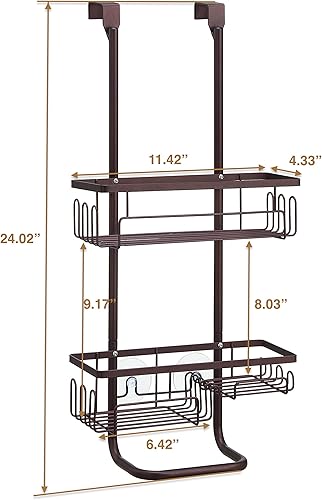 Miniatura 17 de SunnyPoint Cesta organizadora clásica de metal para baño, para colgar sobre la puerta (estándar, negro)