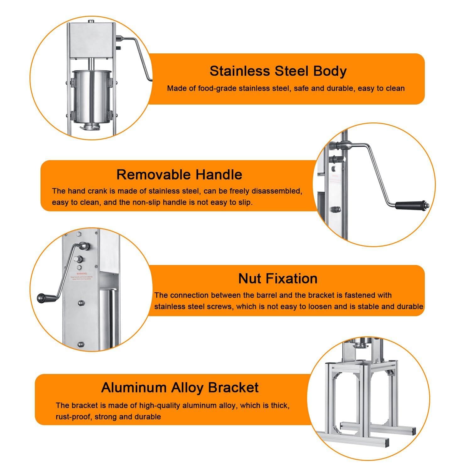 Machine à Churros Manuelle de 5 L, Machine Verticale à Beignets espagnols avec friteuse de 6 L, remplisseuse de Beignets en Acier Inoxydable pour Usage Commercial ou Domestique.