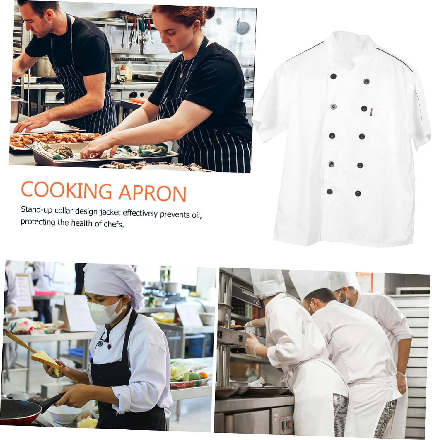 Ipetboom Chef Work Clothes Chef Coats Unisex Sleeve Kitchen Jacket Chefs Uniforms Blacks Shirt Embroidered Same