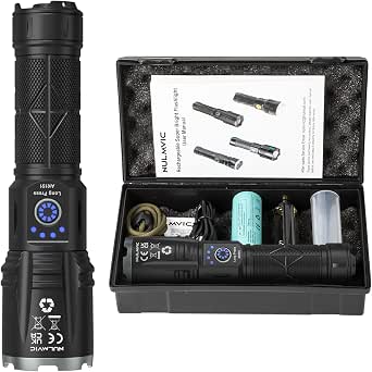 Nulmvic Linterna Led Recargable Potencia: 30000 Lúmenes Linterna Alta Potente Linterna Tactica Militar USB Flashlight Profesionales IP67 Impermeable para Emergencia Camping Senderismo